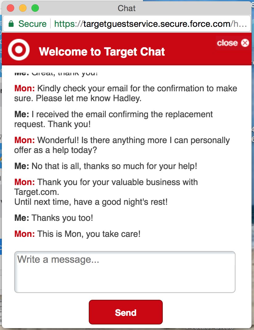 hadley_manfredi's tweet photo. Love when customer service is quick and on point! Thanks @Target !! https://t.co/CUTHEvLg82