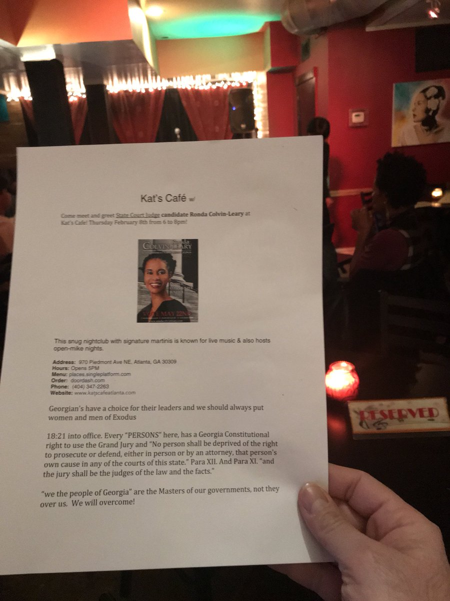 marcalanurbach's tweet photo. Kay’s Cafe, Midtown, GA w/ candidate Ronda Colvin-Leary. She is a remarkable woman of God. Ronda will make a great State Court Judge. As she agrees w/ me, “We will overcome.”! @Urbach4G @Urbach4G #BELIEVE https://t.co/ySdDqK4zZi
