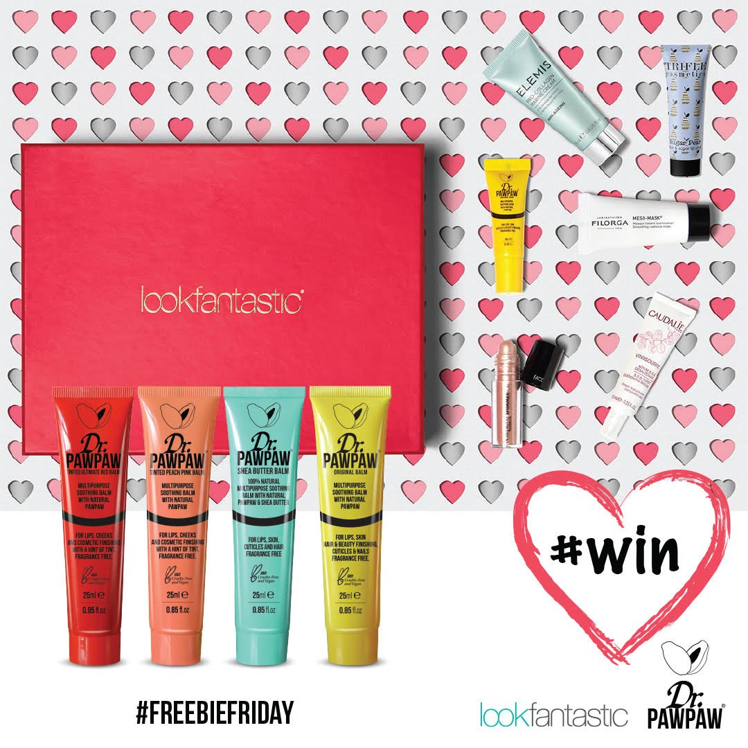 DrPAWPAW's tweet image. #FreebieFriday time... We're giving you the chance to win a full Dr.PAWPAW balm set AND the amazing @lookfantastic box full of lots of lovely products. To enter all you have to do is follow us and @lookfantastic and RT ❤️️