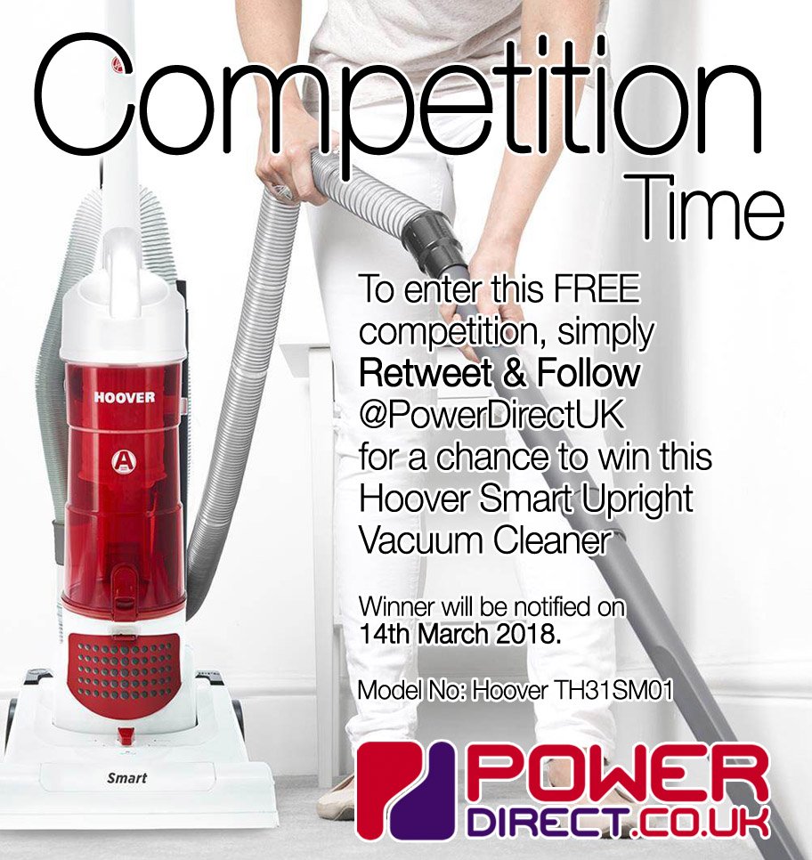 PowerDirectUK's tweet photo. #FreebieFriday! Enter our #Free #Competition #Giveaway for a Chance to #Win a Hoover Smart Bagless Upright Vacuum Cleaner.  Simply #RT &amp; #Follow @PowerDirectUK https://t.co/qTtcQfPnYx