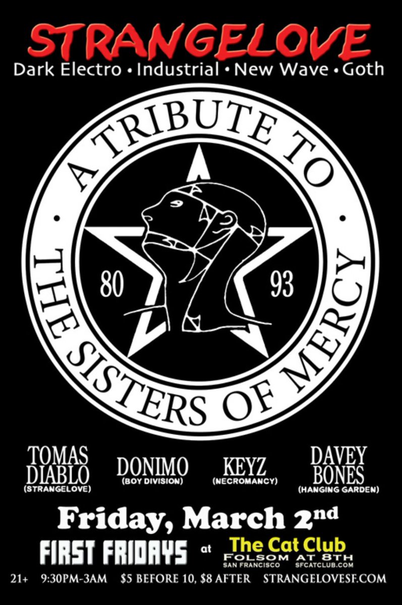 djkeyz28's tweet photo. This March I'll be djing @StrangeloveSF and super excited to be djing the trubuit of #thesistersofmercy so save the date @TomasDiablo #goth https://t.co/87XjqRsdNL