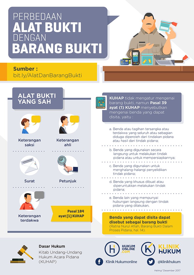 Perbedaan Alat Bukti dengan Barang Bukti. Selengkapnya: huku.mn/vm0ly
