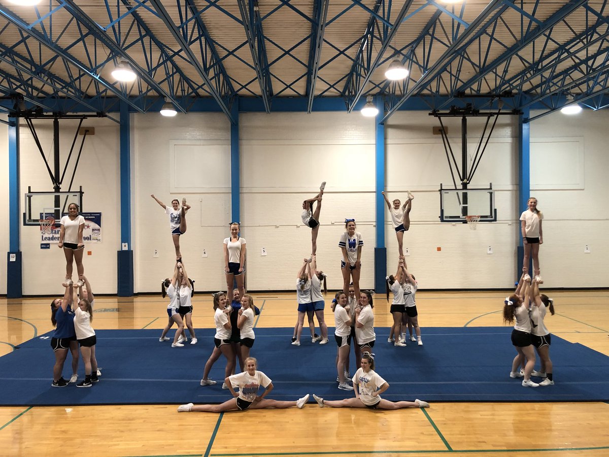 WHSVarsityCheer's tweet photo. This group killed it today. All of this accomplished in 1.5 hours. If you weren’t there tonight get yourself signed up for next week!!!! You are missing out! https://t.co/qjr0PN3V9M