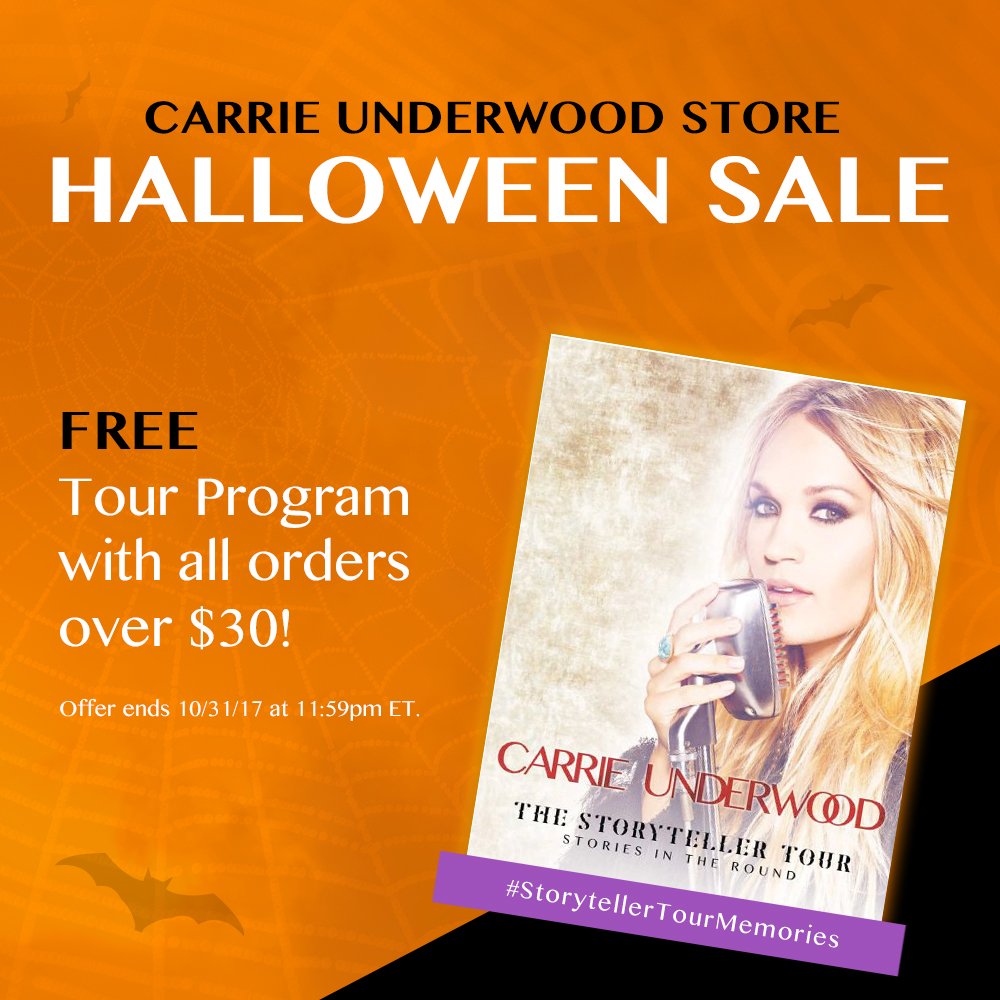 CarrieUnderwoom's tweet photo. Halloween sale! FREE #StorytellerTour program on $30 orders for the tour's upcoming release from @TheGarden -TeamCU https://t.co/sMRlBjW9Y3 https://t.co/9drCpVvLLd