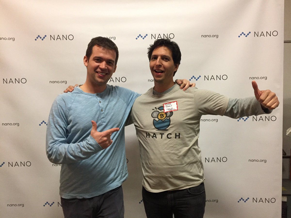 HATCH_network's tweet photo. Who knew @nanocurrency (Raiblocks) was in Austin, TX?!  Great launch party with lead developer @ColinLeMahieu.  Fee-less instant transaction run by nodes of real users who are staked in the system.  $XRB #XRB #NANO #ATXcrypto https://t.co/ET08Dutkqd