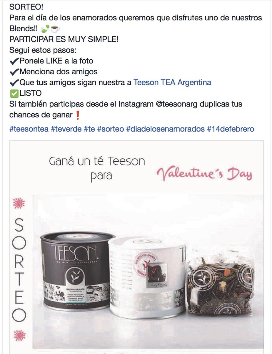 teesonarg's tweet photo. Quién todavía no se enteró del SORTEO Valentine´s Day💫💞 del Facebook de Teeson TEA Argentina? Dale que llegás a darle LIKE, copiar a tu Valentine y participar para GANAR a la par ! 

Sumate al Facebook:  Teeson TEA Argentina https://t.co/vADUJXVB9E