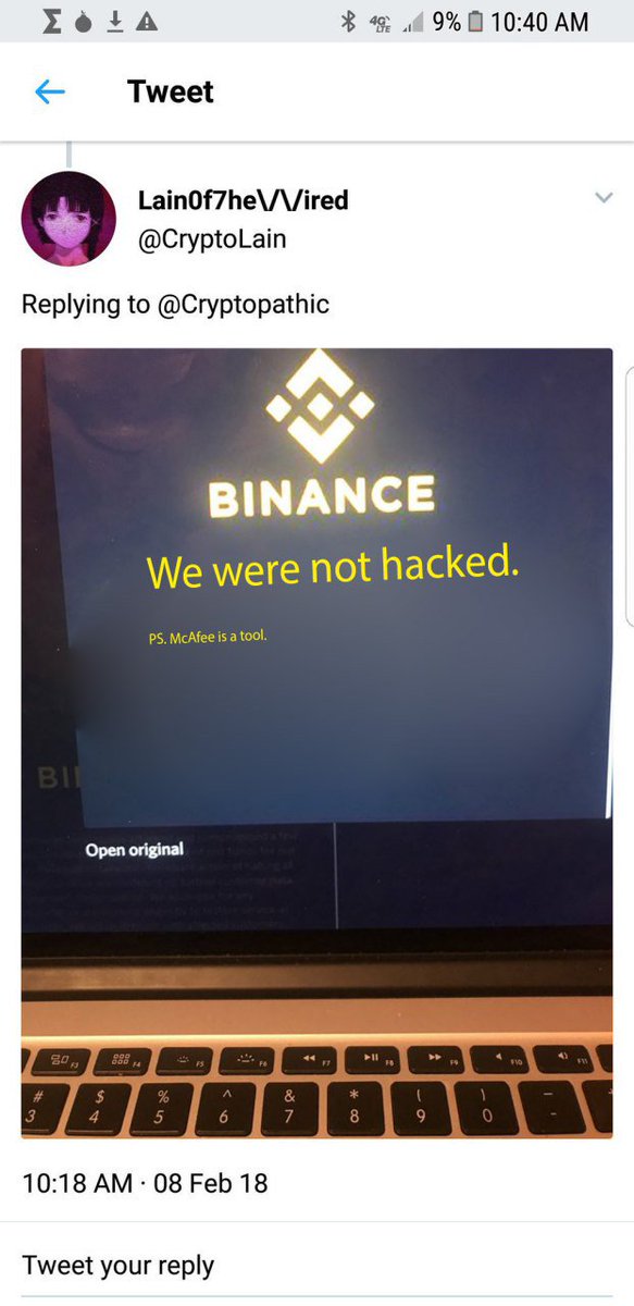 pnanscawen's tweet photo. @binance_2017 This just in.... 

#johnmcafee #notphotoshopped #okmaybeitis https://t.co/zOkE92ClA0