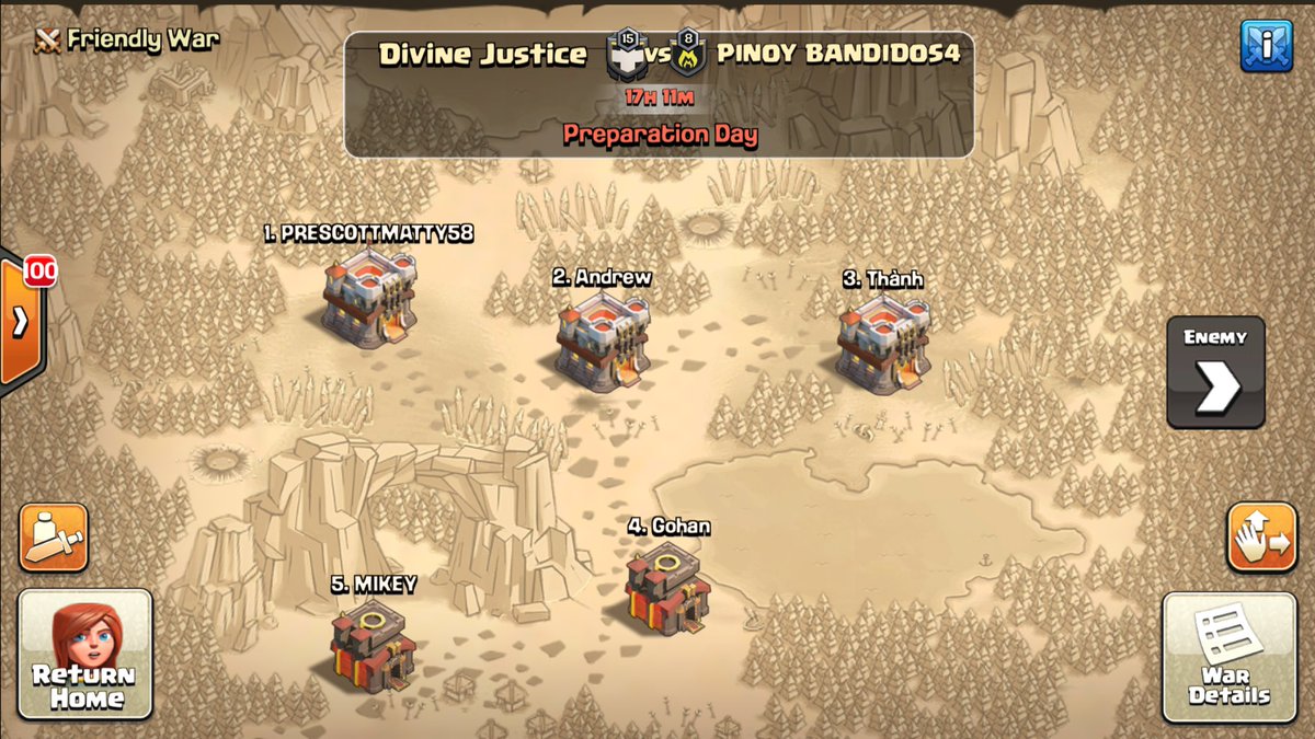 theCIRCLE (@circleofclans) on Twitter photo Looking forward to the 1st war of the CWL season over in <a href="/GoDivineJustice/">Divine Justice</a>, one of our awesome clans, as they face off versus <a href="/PINOYBANDIDOS1/">PINOY BANDIDOS1/ PINOY BANDIDOS2</a> (PB4). Good luck to both clans. Maybe just a bit more luck to DJ though. Looking forward to the 1st war of the CWL season over in <a href="/GoDivineJustice/">Divine Justice</a>, one of our awesome clans, as they face off versus <a href="/PINOYBANDIDOS1/">PINOY BANDIDOS1/ PINOY BANDIDOS2</a> (PB4). Good luck to both clans. Maybe just a bit more luck to DJ though.