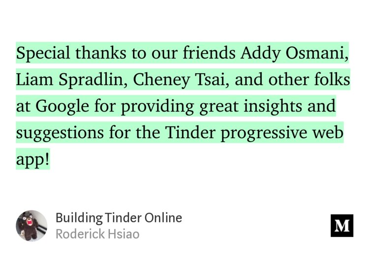 roderickhsiao's tweet photo. “Building Tinder Online” — @roderickhsiao https://t.co/s87inBhHnN @addyosmani @cheneytsai Thanks :) https://t.co/5vaqhQP6Qh