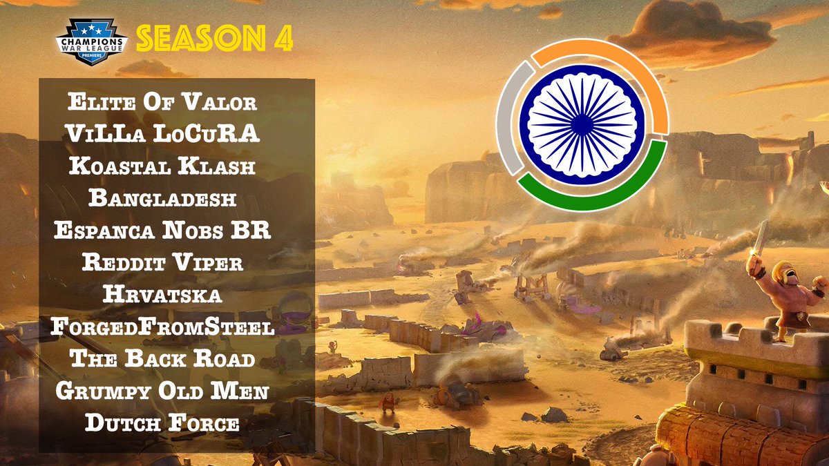 Hindustan_Clash's tweet image. CWL Season 4 schedule, Looking forward to a fun packed season with some very competitive wars. Good luck to all the clans involved. @champwarleague