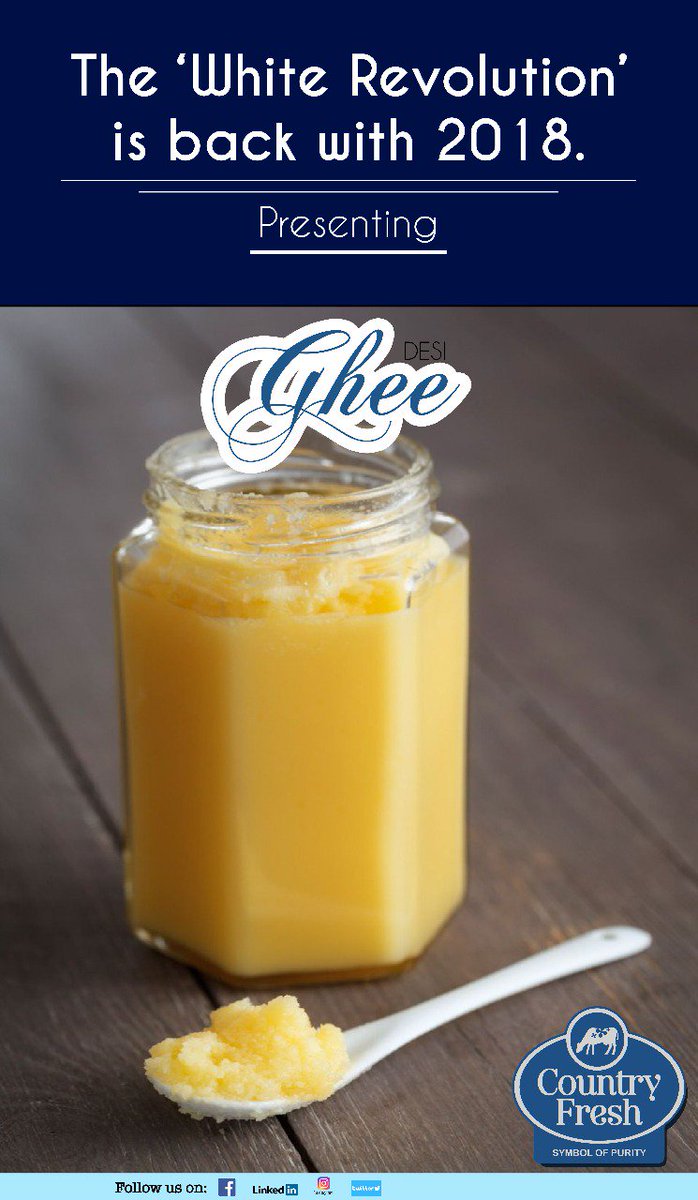 CountryFreshInd's tweet photo. With the assurance of delivering #purity, the #CountryFresh offers outstanding pure desi ghee. Enjoy the tastier meals with incredible "Country Fresh" desi ghee &amp; other dairy products.

Follow "Country Fresh" on Facebook, Twitter, Instagram and LinkedIn to know more about us. https://t.co/LvZ2o8GwOx