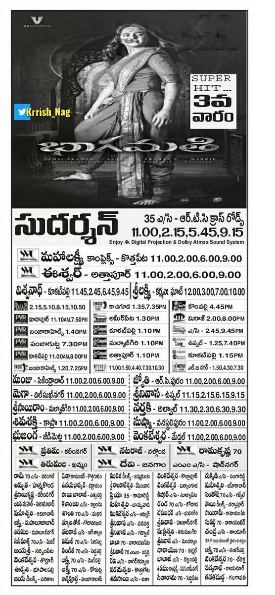 GKReddie's tweet photo. #Sweety LadySuperStar #AnushkaShetty 
#Bhaagamathie 3rd week Nizam/Hyderabad Theaters list 👌 
#BhaagaMathi #BhagMathi 
#Bhaagmathie 
@Anushka_ASF @UV_Creations 
#BlockBusterBhaagaMathie #Anushka https://t.co/Nn6P3mHnQf