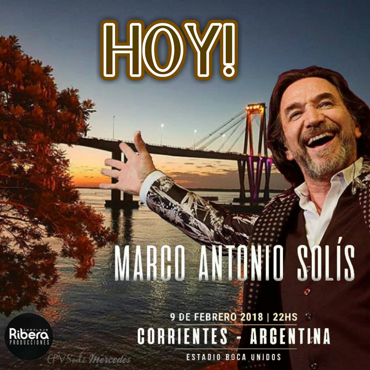 Llegó el gran día para ver el recital e <a href="/MarcoASolis/">Marco Antonio Solís</a> en Corrientes 22:00 hora en el estadio <a href="/BocaUnidosCtes/">Boca Unidos Ctes</a> simplemente es una MAS de @RiberaProduc y <a href="/FedericoCheme/">Federico Cheme</a>