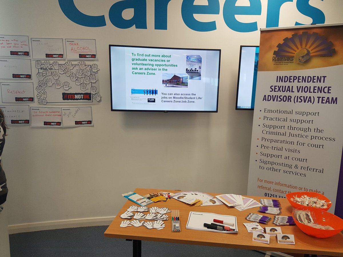 cisvabpool's tweet photo. Today we're at @b_and_fc Bispham campus raising awareness for #itsnotok2018 #sexualabuseandsexualviolenceawarenessweek 
@RenaissanceDLL https://t.co/RZaSSrKoW4
