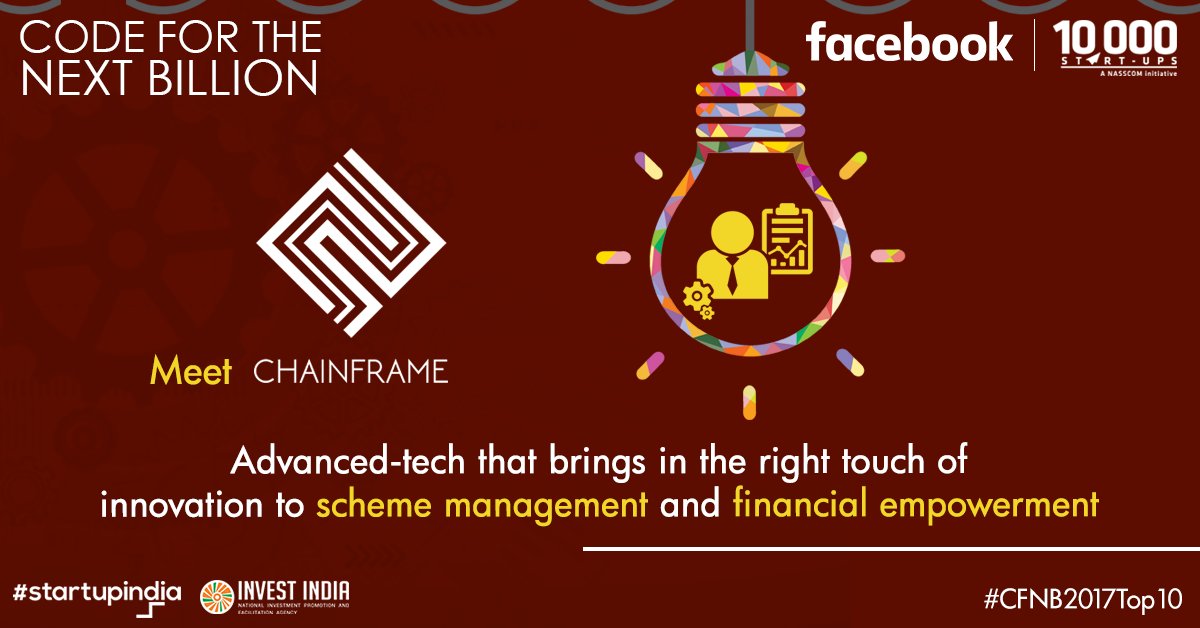 CFNB2017's tweet photo. Working in the #B2B and #B2G domain, @chainframe_ is a one-of-a-kind platform that simplifies the mechanics of managing schemes, finances and more. #CFNB2017Top10 #CFNB2017 https://t.co/Gi5DsgsOHq