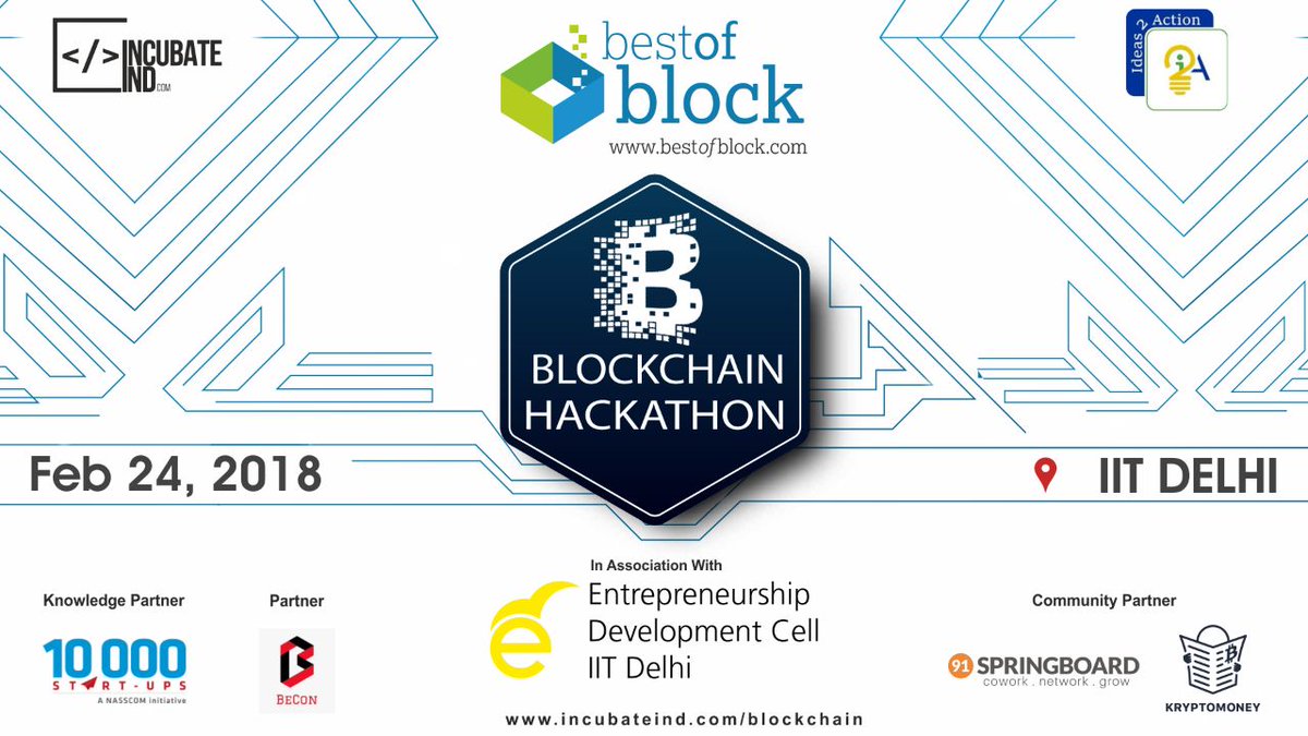 Bestofblock's tweet photo. #BESTofBLOCK first #HACKATHON on Blockchain Technology at IIT Delhi on 24th FEB. https://t.co/TkXaxTcZTP https://t.co/2fU7Uyl4IQ