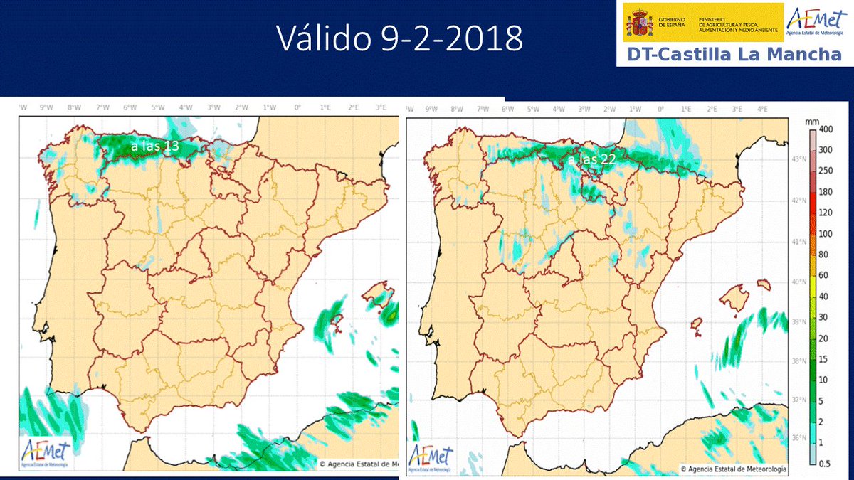 AEMET_CLaMancha's tweet photo. Mapa de superficie previsto a mediodía y precipitaciones débiles por #Parameras a las 22 (y por #Terurel) @AEMET_Aragon https://t.co/vXfjIxaZ1w