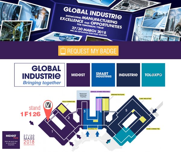 VINCO_Oficial's tweet photo. Request your free badge and take part in the 2018 GLOBAL INDUSTRIe Event!
Meet us at Midest, #1F126, the show for industrial subcontracting know-how. 27-30 march 2018. Paris Nord Villepinte β France
https://t.co/AdS5oAT0G3 https://t.co/l9exPbB1dy