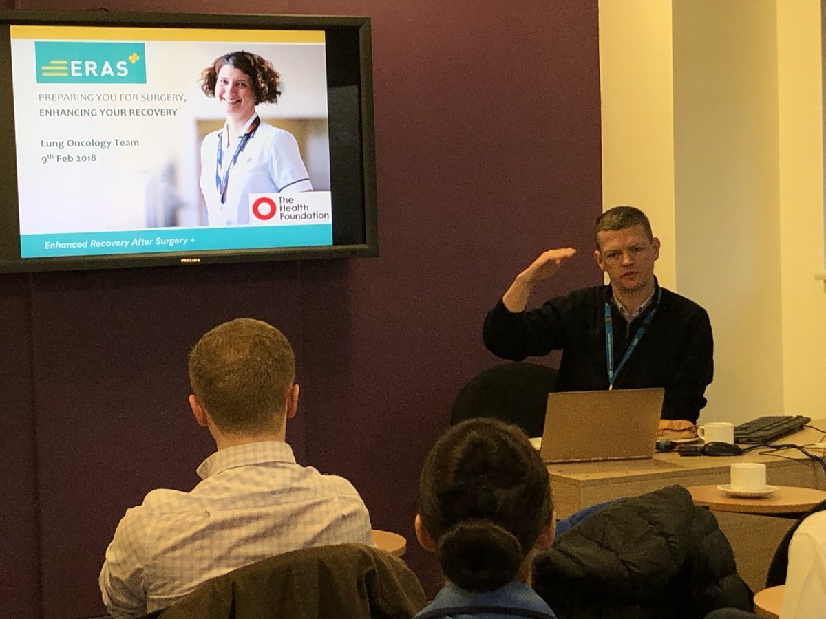 NHS's tweet photo. Delighted to welcome @mysurgeryandme to our weekly @TheChristieNHS #lungcancer breakfast meeting this morning to talk #EnhancedRecovery #ERASplus #FutureCancerCare https://t.co/mvLAQZdku9