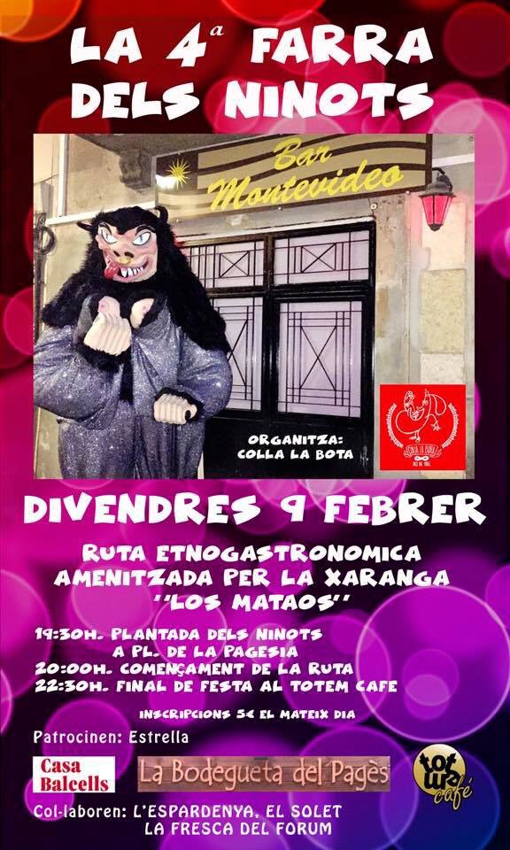 I avui ha arribat el dia,tenim un dels moments de disbauxa del Carnaval, La Farra dels ninots! Anem a passejar el Rei i la Concubina per la ciutat. 
Que el fred no sigui una excusa,es treu ballant a ritme de la Xaranga <a href="/losmataos/">Charanga Los Mataos</a> .I després a la revetlla dels <a href="/xiquetstgn/">Xiquets de Tarragona</a> 🎉🎉🎉