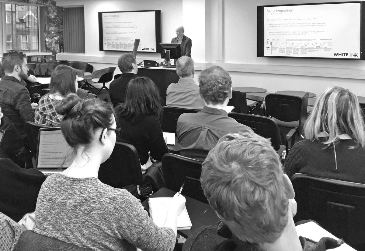 AlanJonesFRIBA's tweet photo. Great student feedback on my new Value Proposition, Fee &amp; Resources Workshop @QUBarch Part 2 Prof Skills; thanks Sean Tunney @WhiteInkArch on commercial, Alistair Beckett @ Hall Black &amp;Douglas on Community &amp; Feargal Harron @KFAArchitects on gov funded projects #businessisbusiness https://t.co/pY0wcoWPDV