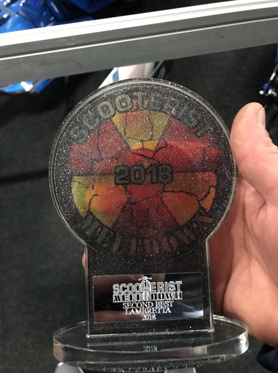 JBTuningScoot's tweet photo. How is it Friday already.... we have been busy bees again this week after Mikey had finally recovered after the scooterist meltdown in Germany😷😷. Talking of Germany what a great weekend and JB Tuning Casa Performance uk come away with 2nd best Lambretta. Here’s the trophy 🤩🤩 https://t.co/DVPu7lIlFJ