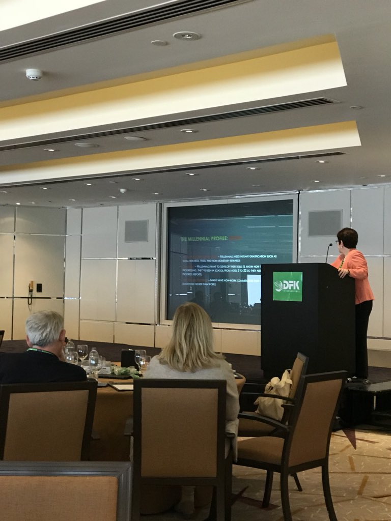 Very interesting workshop on Hiring and Retaining Millennials. Issues are similar with <a href="/DFK_Intl/">DFK International</a> colleagues and what we have experienced with <a href="/DFKCanada/">DFK Canada</a> colleagues. One of top issues are dealing with flexible work schedules and extended time off. #DFKDubai2018