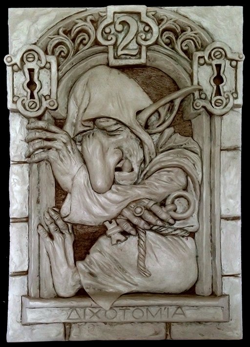 Alex_Aparin's tweet photo. well... I`m not sure about meaning of this sculpt but the theme was `Dichotomy`. Made of #Sculpay on a plywood board, about A4 size.
#sculpture #dichotomy #Goblin https://t.co/yusrY1jRRa