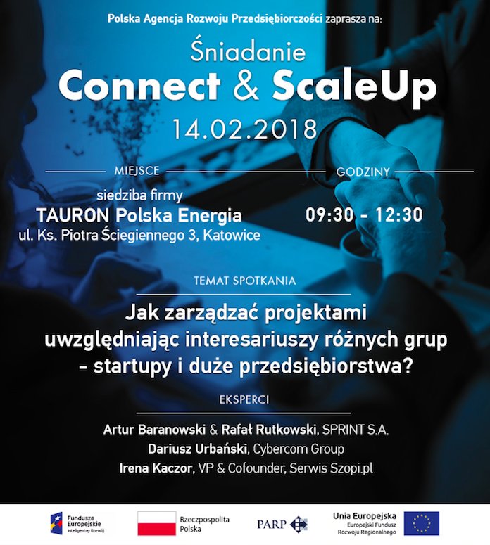 Zarządzanie projektami w relacji korporacja startup - w siedzibie <a href="/TauronPE/">TAURON</a> w Katowicach już 14.02!
<a href="/parpgovpl/">Polska Agencja Rozwoju Przedsiębiorczości</a> zaprasza!