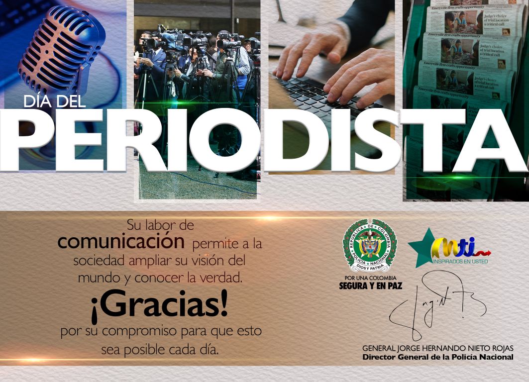 PoliciaCasanare's tweet photo. Felíz #DíaDelPeriodista para los que ejercen esta grandiosa labor de entrega y dedicación. https://t.co/mkvOcQNNVj