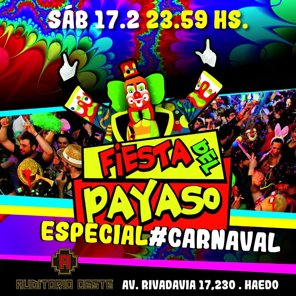 Aro Aro Aro! Hay <a href="/fiestadelpayaso/">Fiestas Del Payaso!</a>  en <a href="/AuditorioOeste/">Auditorio Oeste</a>  #Carnavales2018