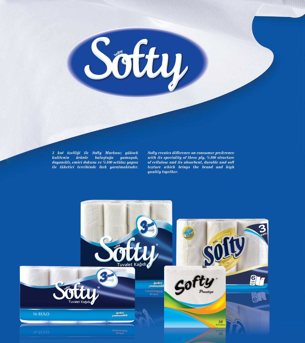 #Softy 3 Kat, yumuşacık, dayanıklı, emici dokusu ve %100 selüloz yapısı ile tüketicinin tercihi