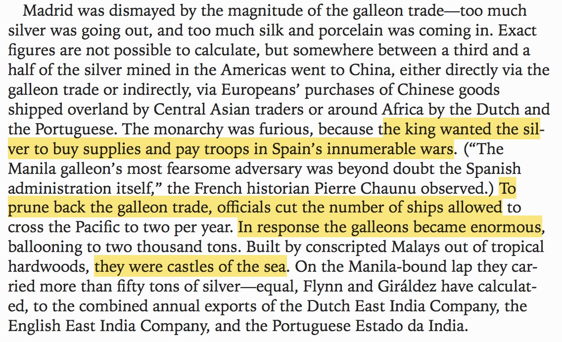 A screenshot of text about the Spanish galleon trade
