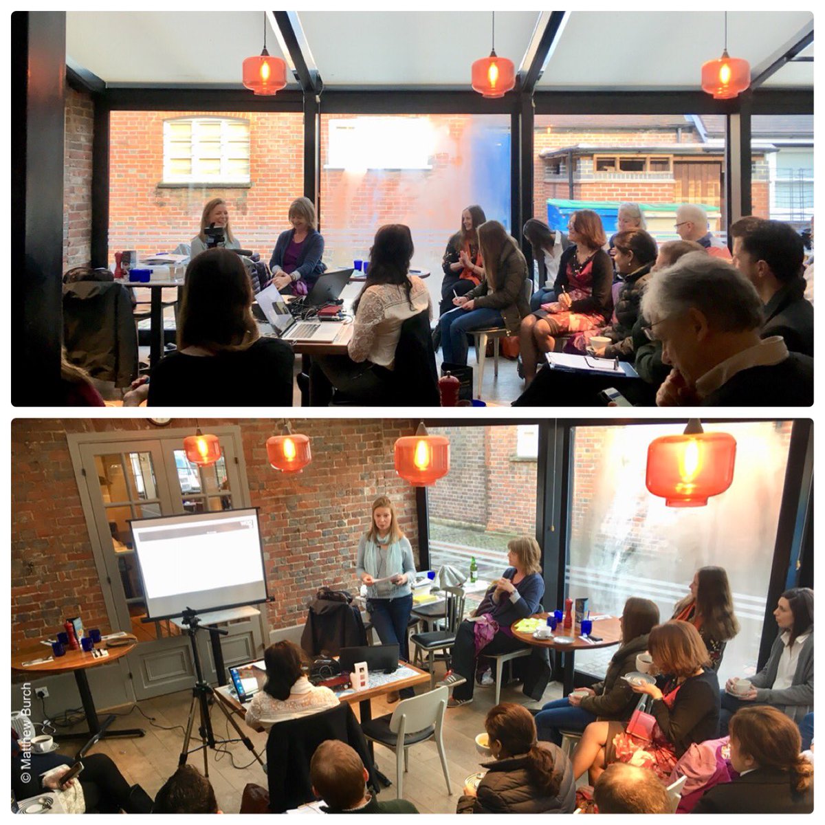 MatthewBurchUK's tweet photo. Jane Mancini from @designbywag talking branding growing your business @TheFarnhamHub with cakes! #tfihubday #branding #farnham #business https://t.co/vJCZFh4s64