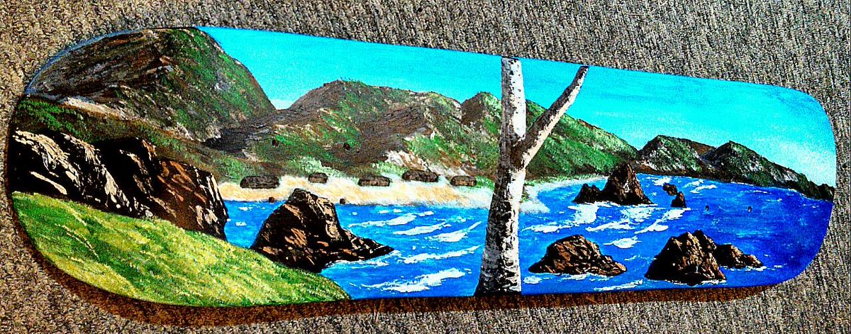 CleanMeds's tweet photo. Now hearing reasonable offers on this 1-of-a-kind handpainted skateboard deck!! #OregonCoast #Oregon #Outdoors #Ocean #WestCoast #CanonBeach #OceanArt #OriginalArt #Acrylic #AcrylicPainting #StillRideable #RideThis #Collectors #ArtCollector #ArtForSale #Skateboard #BoardForSale https://t.co/v9lkJM48xJ