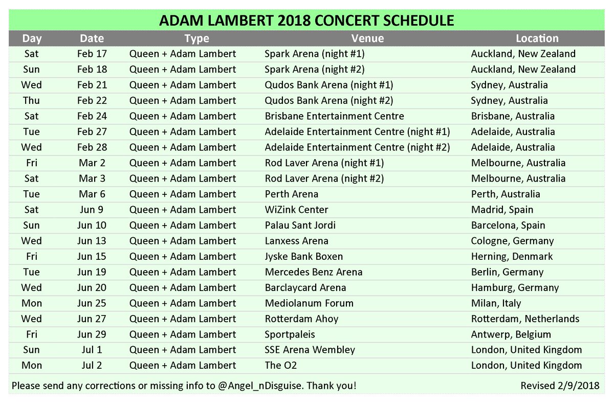 🎉👑🎉 Updated 2018 concert list with Denmark show added on June 15th.
x.com/QueenWillRock/…
x.com/Angel_nDisguis…
