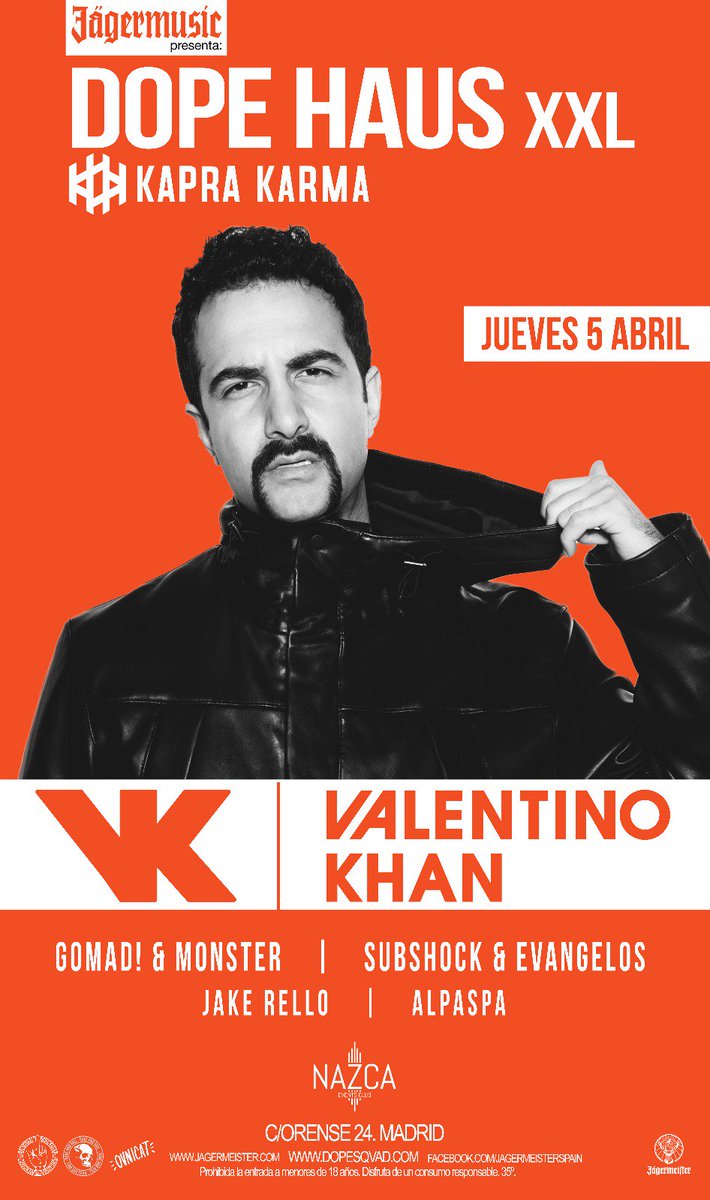 ZOOLISTASVIP's tweet photo. 1º ARTISTA INTERNACIONAL @DopeSqvad
¡El próximo 5 de abril tendremos al señor @ValentinoKhan  en Madrid acompañado de los nacionales @GOMADandMONSTER @WEARESSANDEV @jakerello @Alpaspa !

TICKETS PROMOCIONALES 2 COPAS X 12€ (SOLO 100 PRIMEROS)
⬇⬇⬇
https://t.co/Ov6CIOnl0N https://t.co/yh1DldvfEd