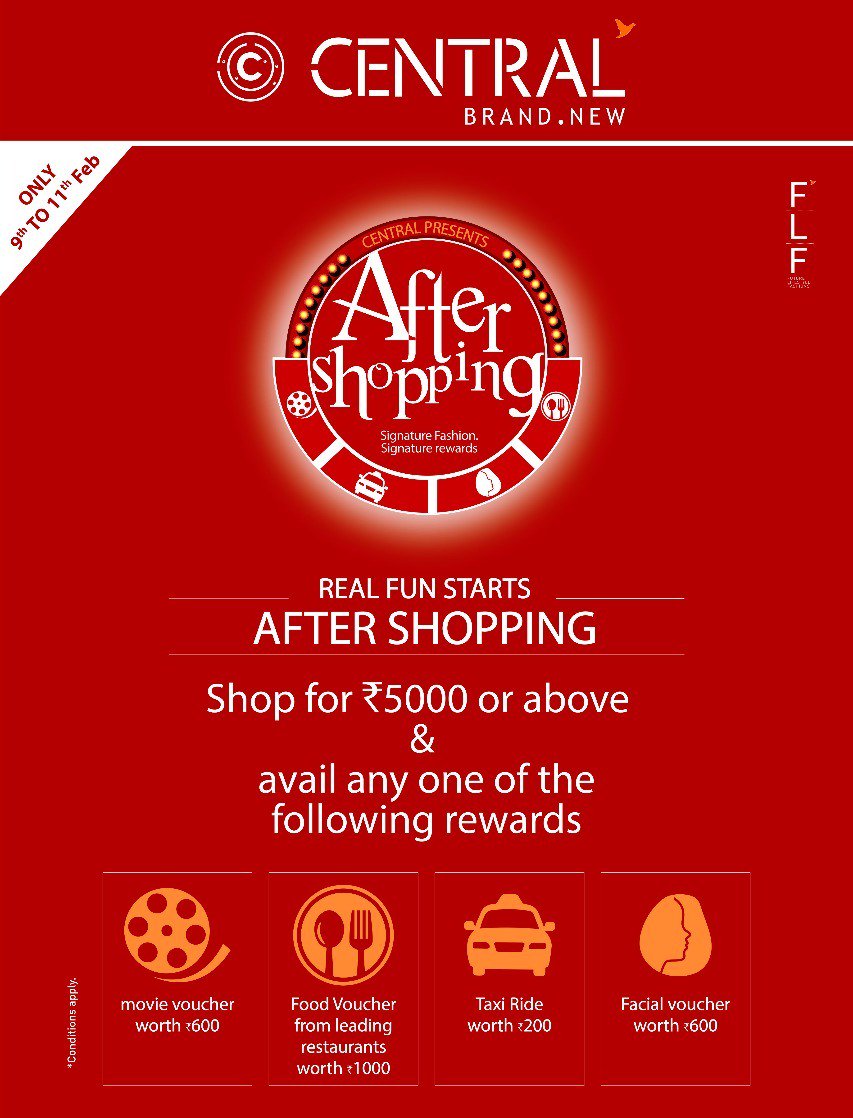 Growels101's tweet photo. Who knew shopping could be this rewarding! 
Shop for Rs.5000 at Central at Growel's 101 Mall and stand a chance to win some exciting prizes!

#SignatureFashion #Central #Offers #Growels https://t.co/tf0LAG2M2N