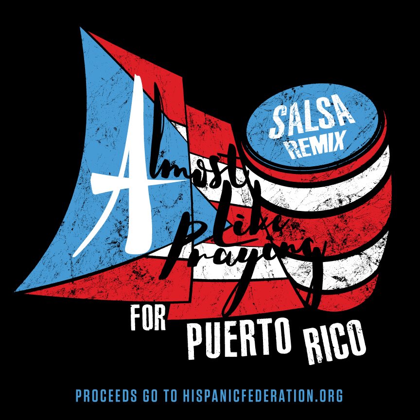 Lin_Manuel's tweet photo. ALMOST LIKE PRAYING SALSA REMIX IS HERE (100% of proceeds go to @HispanicFed relief efforts in 🇵🇷:)
https://t.co/9VFEnQj9lB https://t.co/OPgmgXEerh