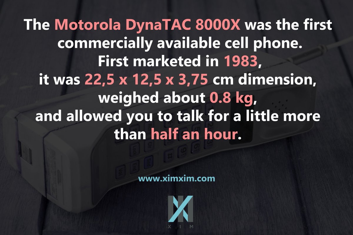 ximtech's tweet photo. #InterestingFacts 
Do you know when the first commercial cell phone was sold? @Moto #friday_post #motorola #cellphone #mobile #fact #history https://t.co/HaoiJ0rcoi