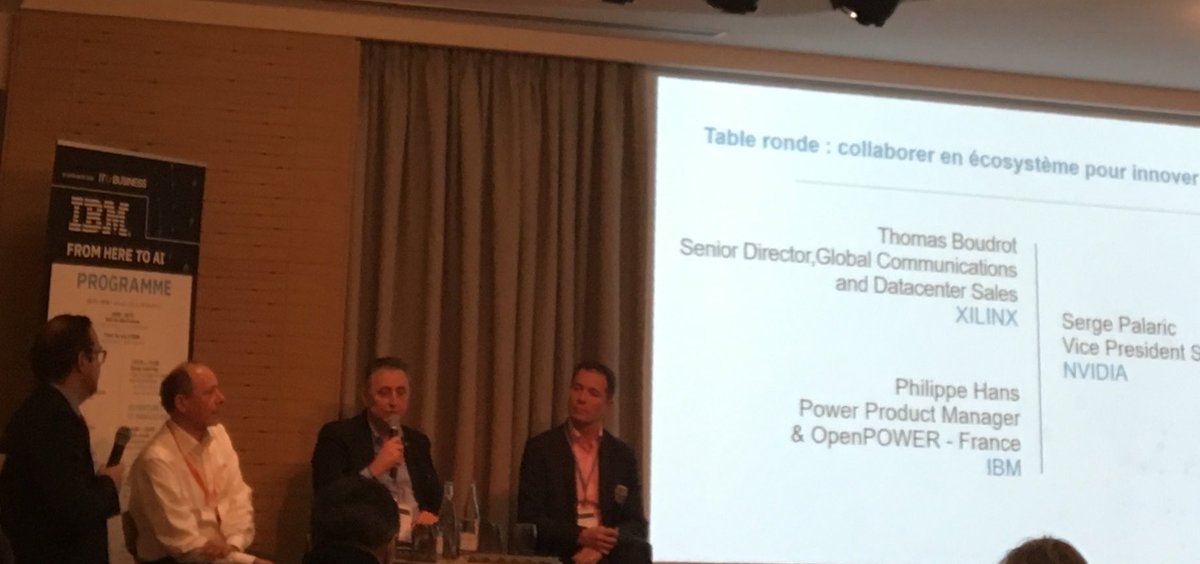 RachAzoulay's tweet photo. Nouvelle table ronde : la collaboration @xlinx @nvidia @IBMPowerSystems avec @PhilippeHans1 , l’écosystème pour innover ! #FromHereToAI #HERE2AI #IBM #POWER9 #PowerSystems https://t.co/2bjGNAKUUR