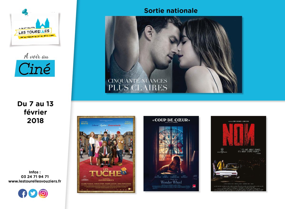Actuellement dans nos salles, au cinéma Les tourelles. Et pour vous ce week-end quel film se sera ? #cinema #50shades #LesTuches3 #WonderWheel  #non