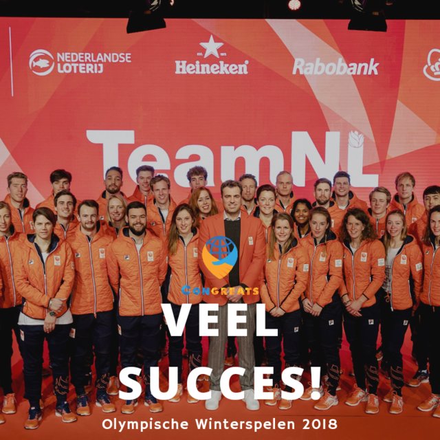 Congreats's tweet photo. Wij wensen de sporters van #TeamNL veel succes bij de Olympische &amp; Paralympische Winterspelen van 2018! https://t.co/byXf4yi1kK