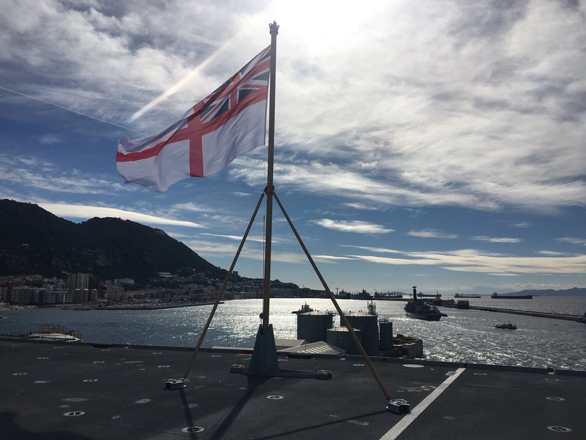 HMS Somerset arrives alongside Gibraltar.