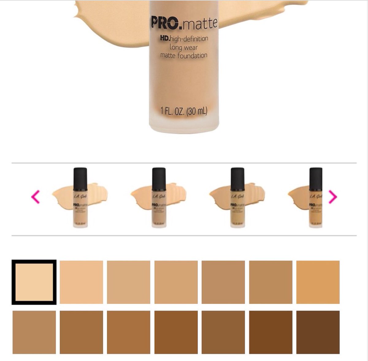 Trendmood's tweet image. Available Now! LINK ▶️ bit.ly/2sksYCe Online @ultabeauty (it's back on the website)....The NEW @lagirlusa #ProMatte #Foundation 🙌🏻🙌🏼🙌🏽🙌🏾🙌🏿 $8.99 14 shades (at Ulta only 8 available for now)