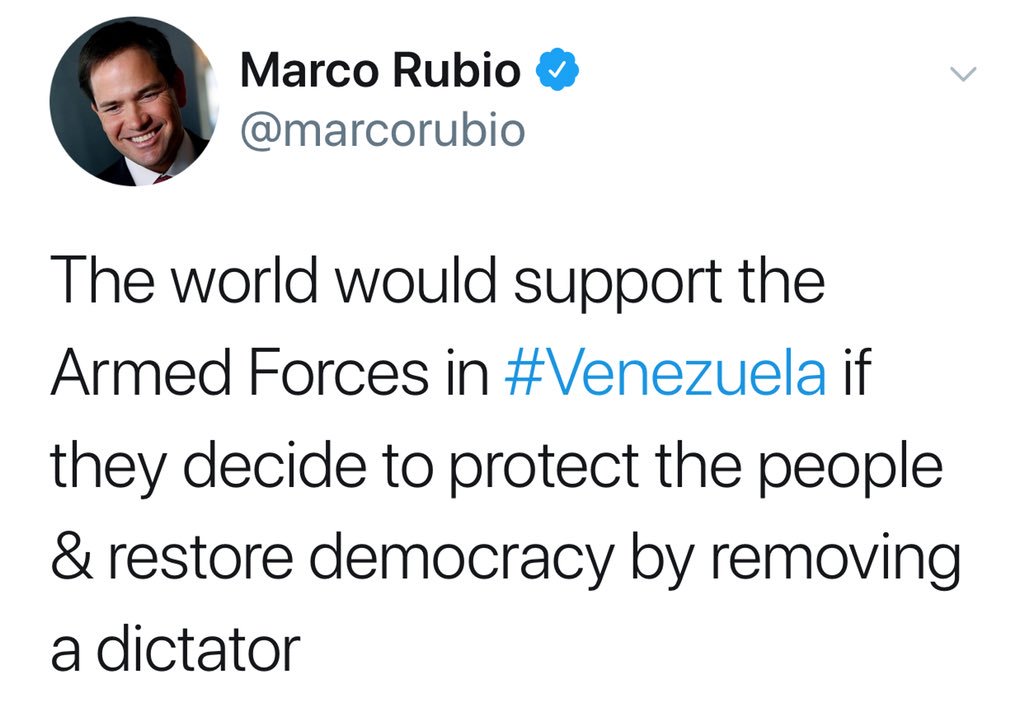 Vea con sus propios ojos cómo gobierno #EEUU insiste en promover eventual golpe militar en #Venezuela. Ahora el Sen. Republicano Marco Rubio sugiere apoyo a militares que se dispongan a derrocar a <a href="/NicolasMaduro/">Nicolás Maduro</a>