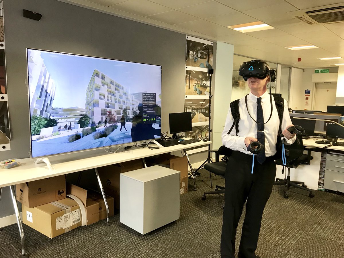 Carla_IBIGroup's tweet photo. Experiencing his own project in VR our colleague Marcus Wilshere @WIL5HERE in our London Studio @ibigroup The experience was beyond words...looking forward for the next phase for Southend #HTVive #VR #VRVive #VirtualReality #IBIpeople #Southend #London #UK https://t.co/FCOg1oHfHs