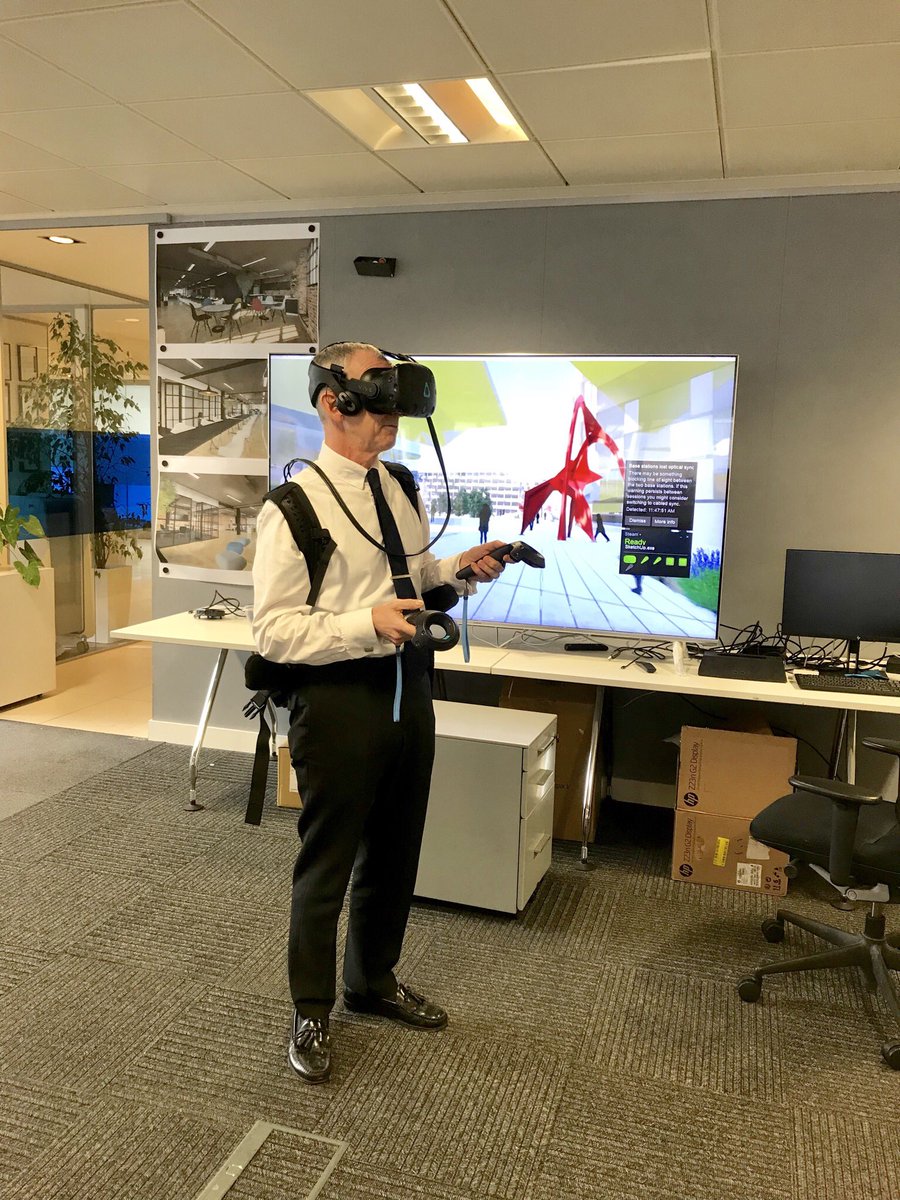 Carla_IBIGroup's tweet photo. Experiencing his own project in VR our colleague Marcus Wilshere @WIL5HERE in our London Studio @ibigroup The experience was beyond words...looking forward for the next phase for Southend #HTVive #VR #VRVive #VirtualReality #IBIpeople #Southend #London #UK https://t.co/FCOg1oHfHs