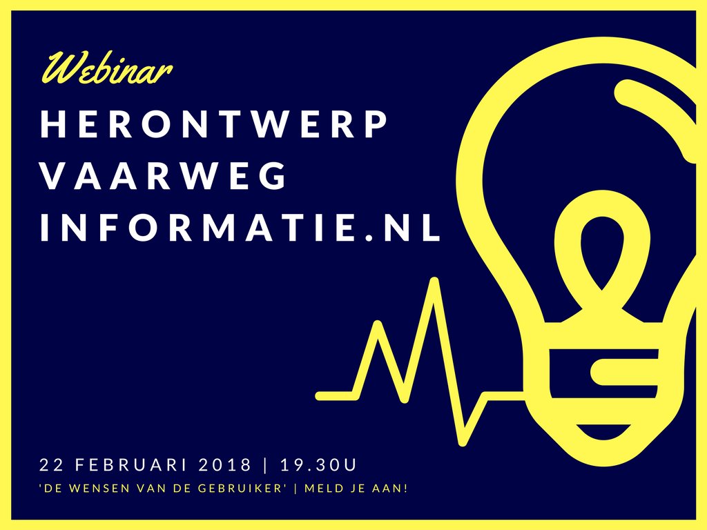 RWS gaat de website vaarweginformatie.nl vernieuwen. Zij willen hierin de wensen van de gebruiker meenemen, middels de organisatie van een Webinar. Lees hierover meer op facebook.com/jongbln/ (Je kunt je voor het Webinar aanmelden via bit.ly/2nOrF9W)