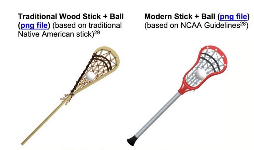 JasonEich's tweet photo. @iroqnats2018 A wooden lacrosse stick was part of the original proposal made by @USLacrosse and @Tewaaraton but did not make it through @unicode's process https://t.co/b6hrWEEyXC